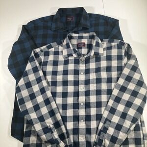 Men's UNTUCKit 2XL Tall Flannel Shirt Lot 2 Blue Button Down Long Sleeve